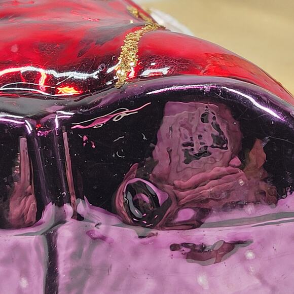 Vintage Kurt Adler Handmade Glass Cat Ornament Red Coat Glitter Christmas - Picture 9 of 16